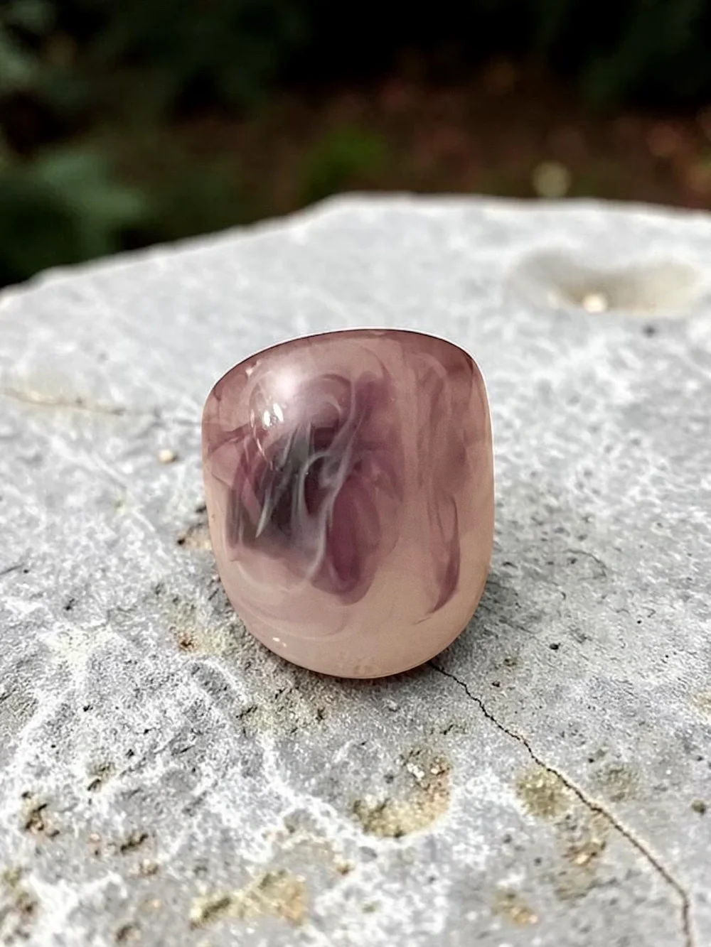 Lavender Purple Swirl Dome Ring, Metal Free Size 8